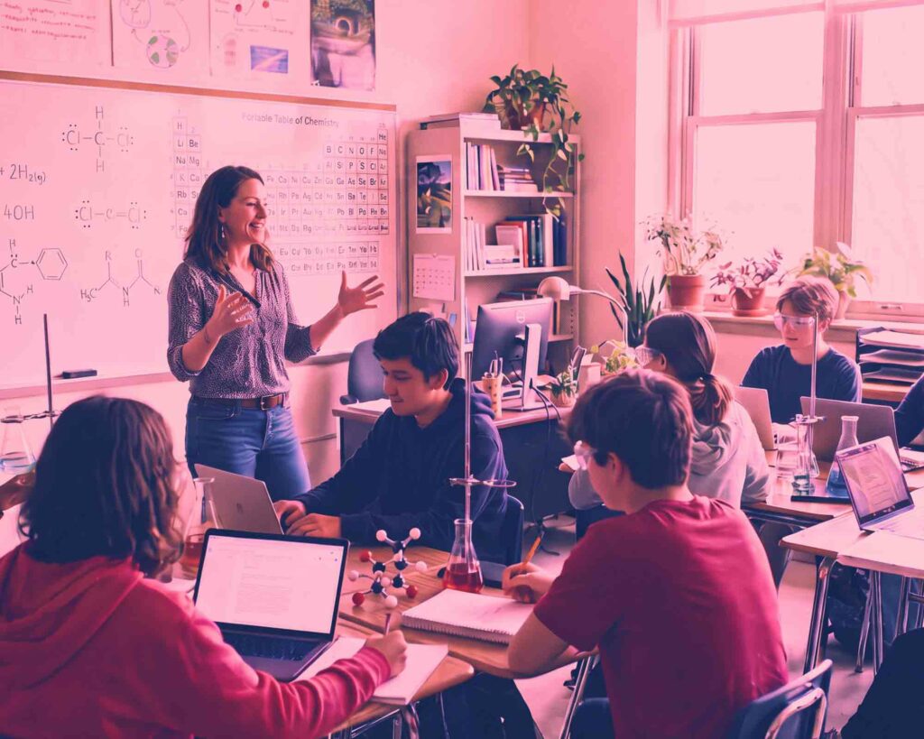 une enseignante qui transmet avec plaisir la chimie